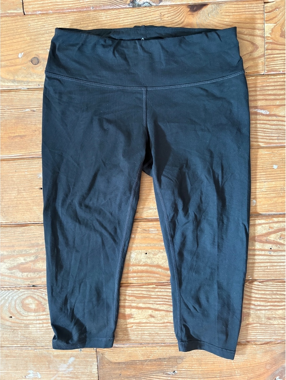 prAna Black Cropped Yoga Leggings Ruched Hem High Rise Size Small